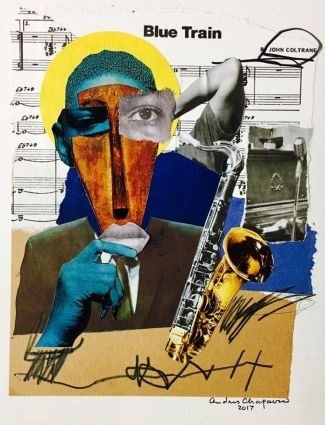 collage of saxophone player