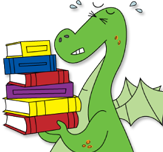 Get books at the library dragon carrying books