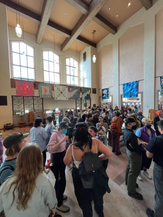 Crowds at an art opening