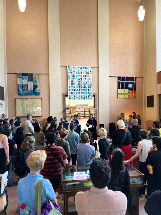 Crowds at an art opening