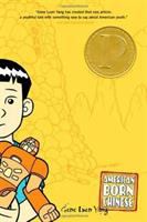 American Born Chinese Book Cover - Illustration of a boy with black hair holding a toy robot