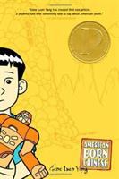 American Born Chinese Book Cover - Illustration of a boy with black hair holding a toy robot