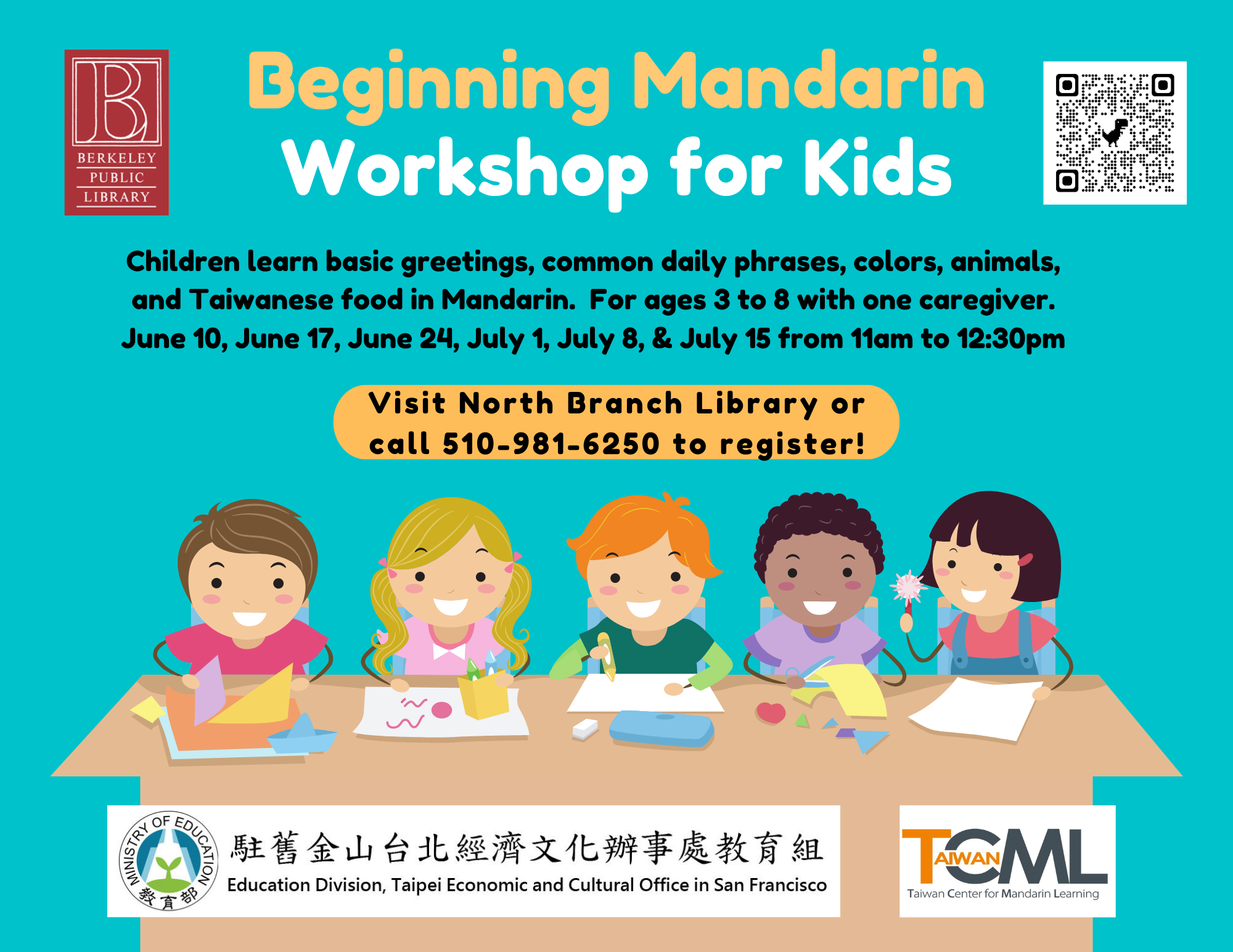 Beginning Mandarin Workshop for Kids @North | Berkeley Public Library