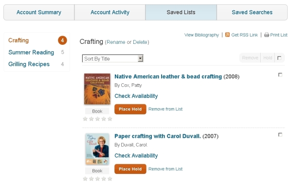 List of displayed lists