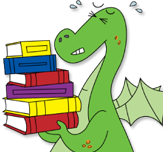 dragon carrying books