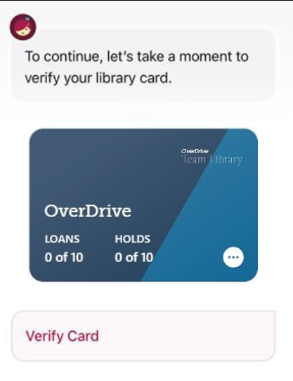 Screenshot of dialog to help verify libray card on Libby