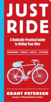 Just Ride book cover with illustrated bicycle with under saddle bag and front basket