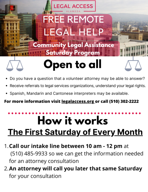 Community Legal Appointment Saturday Program flyer