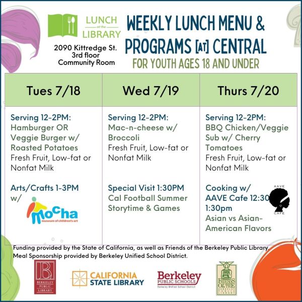 Lunch at the Library Week 7 menu and programs
