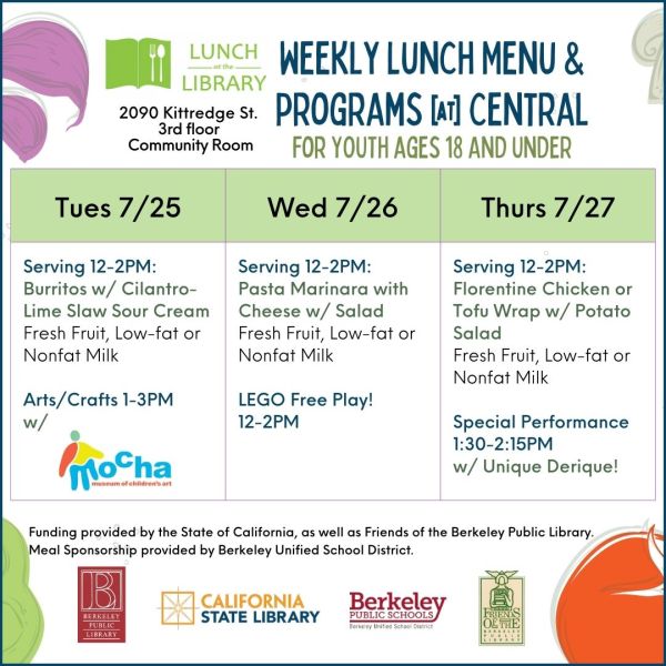 Lunch at the Library Week 8 menu and programs