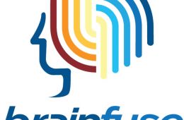 brainfuse logo: name of the company with a graphic of a brain on it
