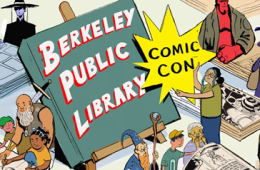 cartoon image of people in costumes at tables