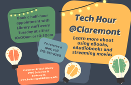 Tuesday Tech Hour @Claremont with appointments at 10:00am and 10:30am