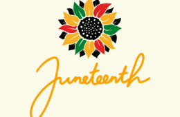 Juneteenth Freedom day Flower graphic and the word "Juneteenth"