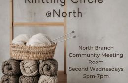 Knitting Circle @North with balls of yarn and knitting needles