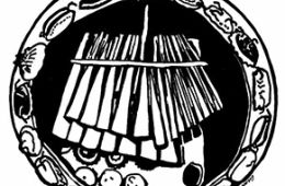 Mbira Music Group logo- a black and white drawing of a mbira