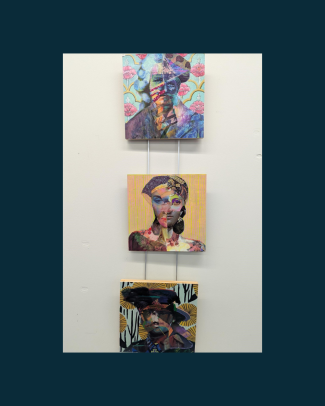 three small canvases