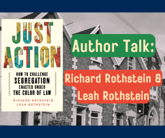 image of Just Action book cover and event title