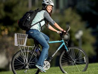 Woman riding a bike