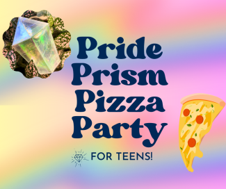 Event title with photo of prism and pizza slice