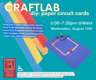 Picture of a paper circuit in front of the words, "CraftLab: diy paper circuit cards"