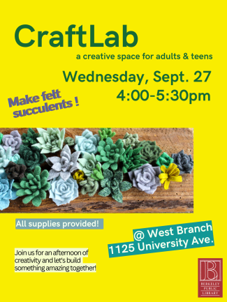 Photo of felt succulents and text "CraftLab"