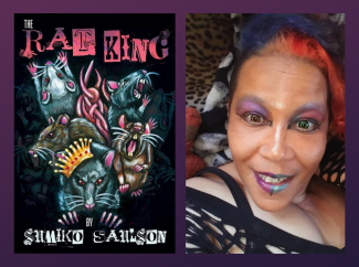 Cover of The Rat King by Sumiko Saulson next to a picture of the author