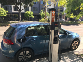 Electric Vehicle Charging Station in use