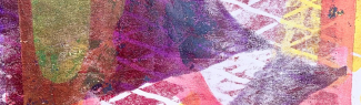 Raine's gelli print in pinks and purples