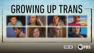 Growing Up Trans movie poster with the faces of 8 young people