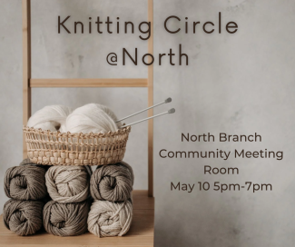 Knitting Circle @North with balls of yarn and knitting needles