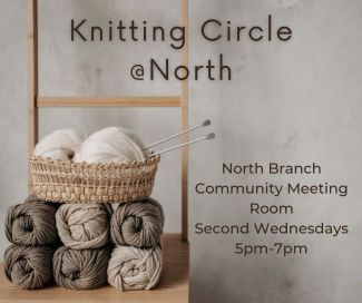 Knitting Circle @North with balls of yarn and knitting needles