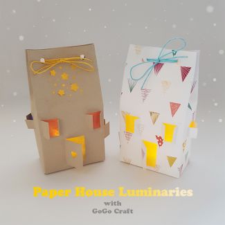 photo of two paper house luminaries designed by GoGo Craft