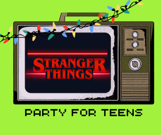television with Stranger Things title card