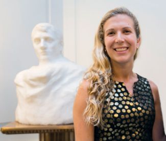 Mallory Mortillaro with Rodin sculpture