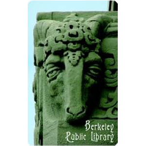 sheep head in stone as a library card design