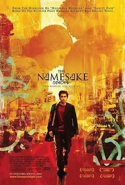 Namesake film promotion showing the lead, Kal Penn,  actor walking against a yellow and red city background