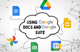 A cloud with the icons for Google Docs, Google Drive, Google Slides, Google Calendar, Google Sheets, and Google Photos.