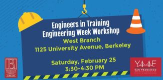 flyer for West Branch engineers program with a picture of a hard hat and a construction cone