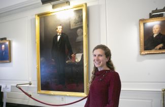 Mallory Mortillaro with Lincoln Portrait