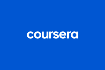 COURSERA on a blue background