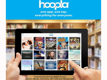 Tablet showing images of various kinds of media.