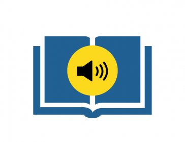 Audio icon inside an open book