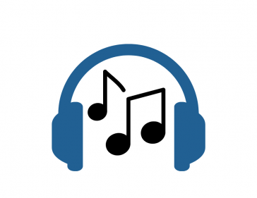 headphones wrapped around music notes