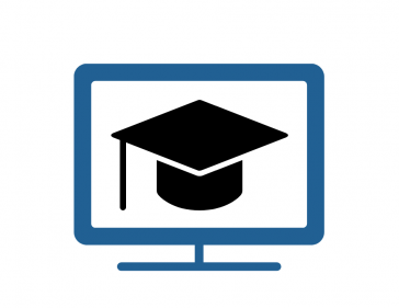 Mortarboard hat inside a computer monitor