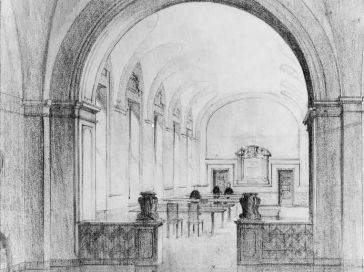 Architectural sketch of the Hispanic Reading Room