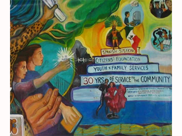 Colorful Mural with hispanic characters