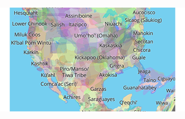 Map of part of North America with native territories