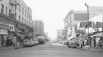Historical black and white photograph of Telegraph Ave