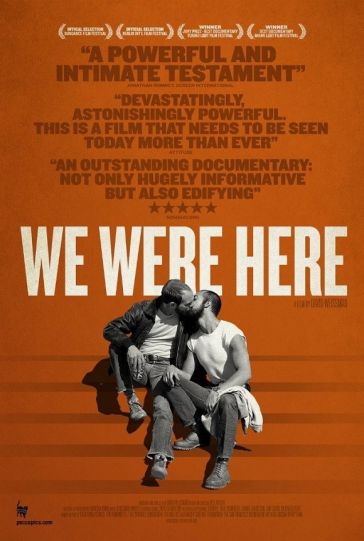 Film Poster, image of two white men kissing on stairs.